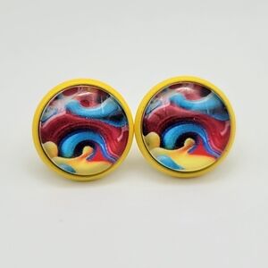 Yellow Swirl Stud Earrings